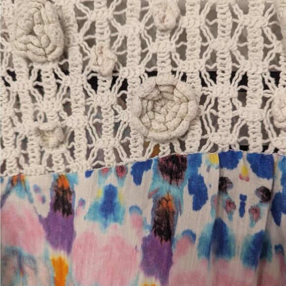 Aqua’s Multicolored Print Crochet Trim Baby Doll Dress In Size Large. NWOT. - Picture 5 of 5